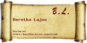 Beretka Lajos névjegykártya